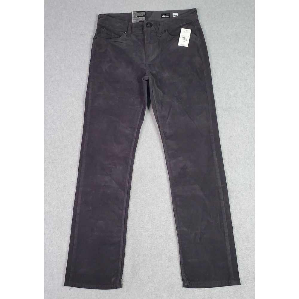 Volcom Solver Pants Mens 30x31 Gray Corduroy Modern Straight Stretch Casual